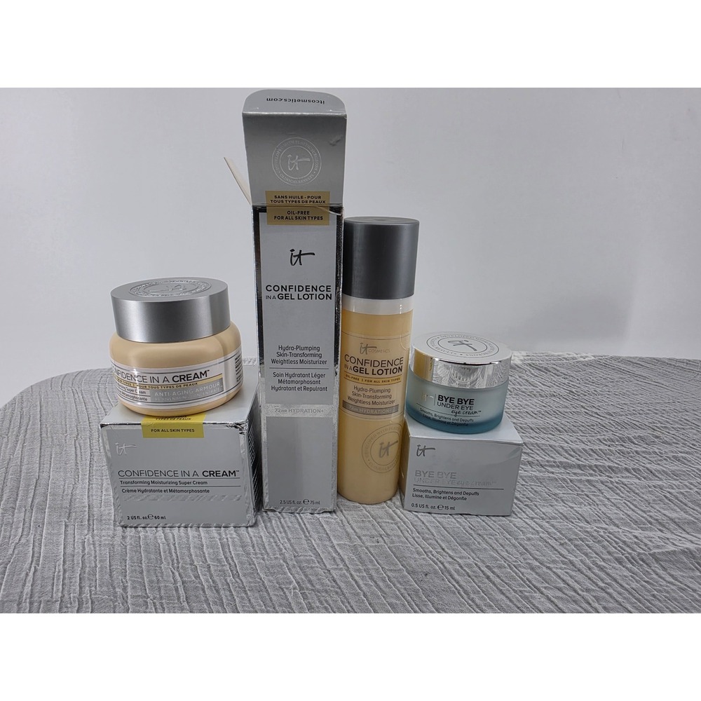 IT Cosmetics Confidence In A Cream Gel Lotion Bye Bye Under Eye Skincare Set 3pc